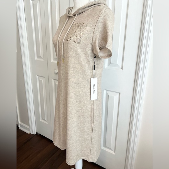 Calvin Klein Women’s Hooded Drawstring Dress with Studded CK Logo Sz S - Picture 2 of 9